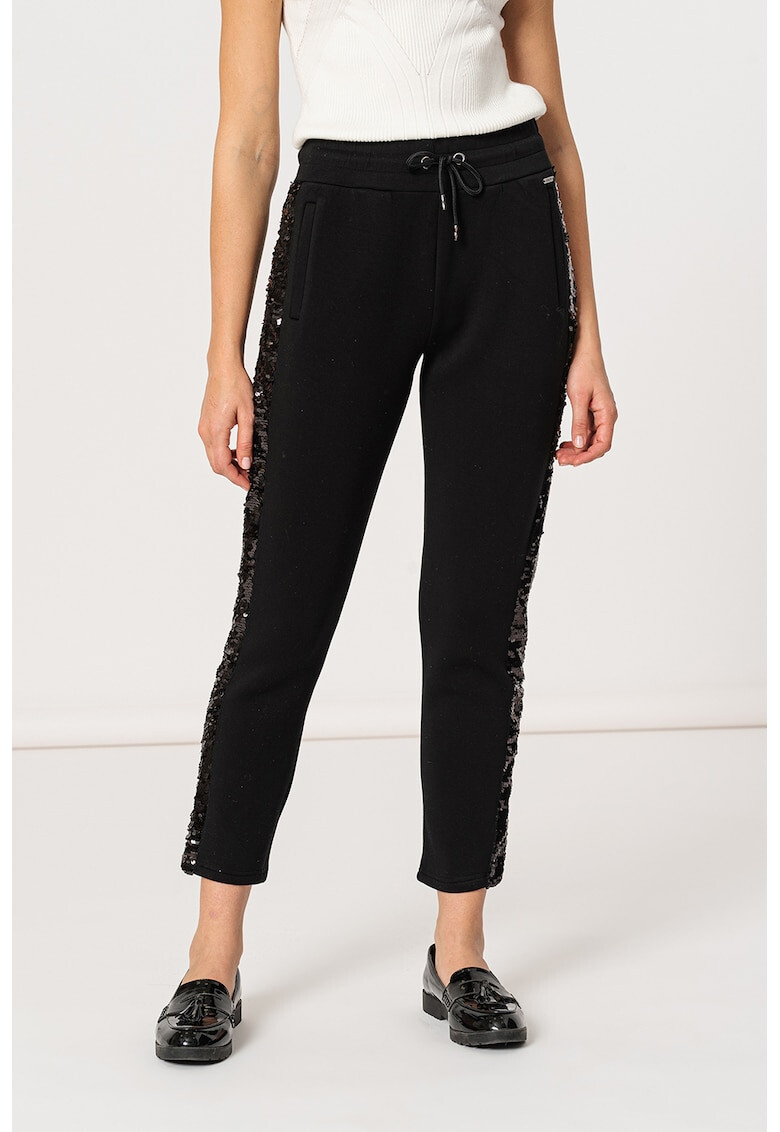 GUESS JEANS Pantaloni sport cu talie inalta si paiete - Pled.ro