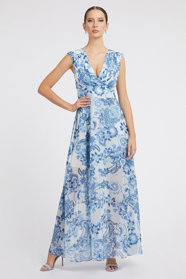 GUESS JEANS Rochie cu imprimeu floral si detalii plisate - Pled.ro