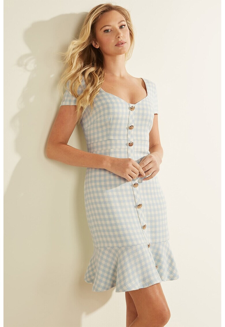 GUESS JEANS Rochie din amestec de lana si model gingham - Pled.ro