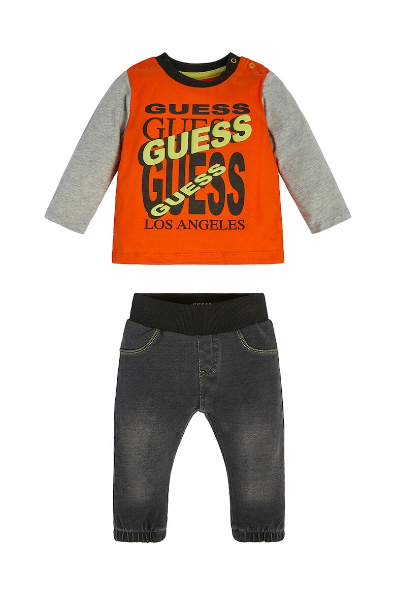 GUESS JEANS Set de bluza si colanti cu imprimeu logo contrastant - 2 piese - Pled.ro