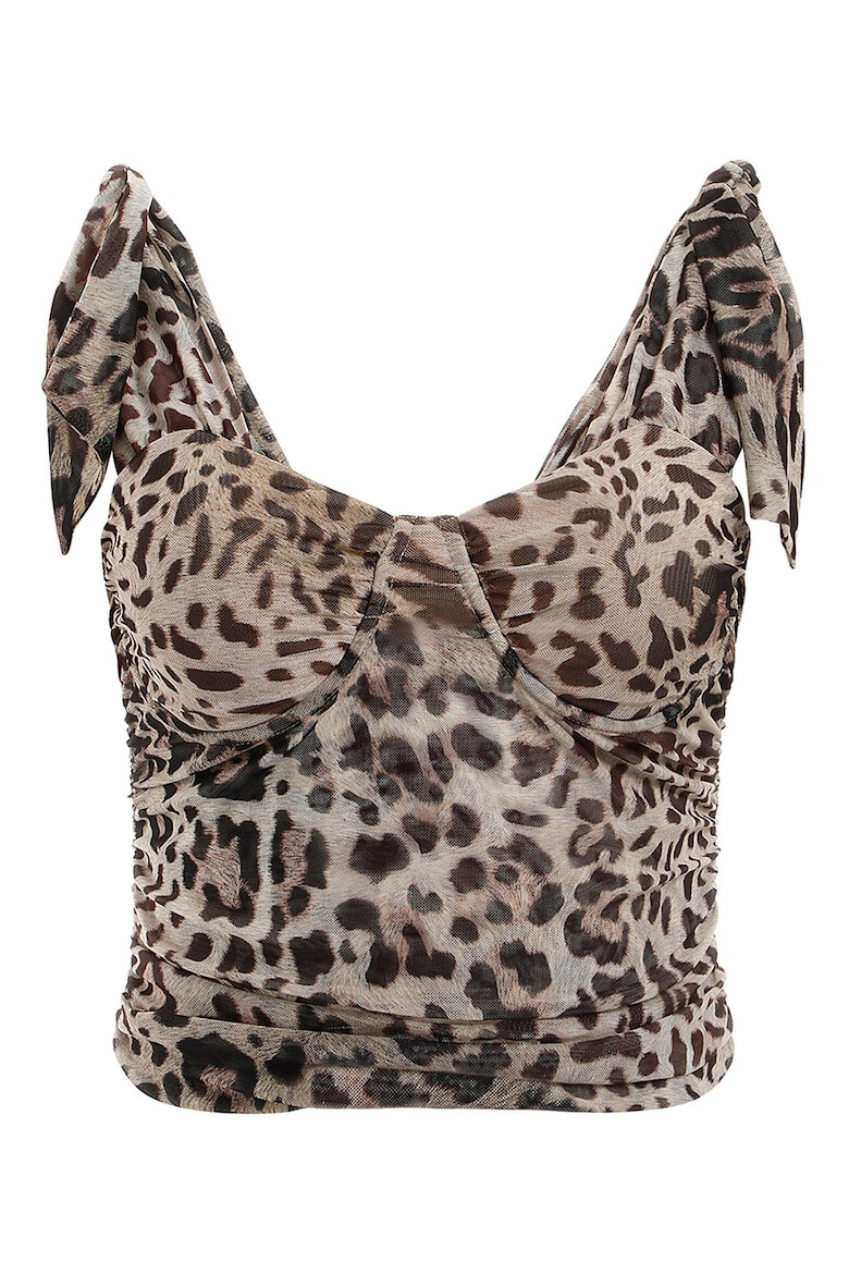 GUESS JEANS Top-corseta de plasa cu animal print - Pled.ro