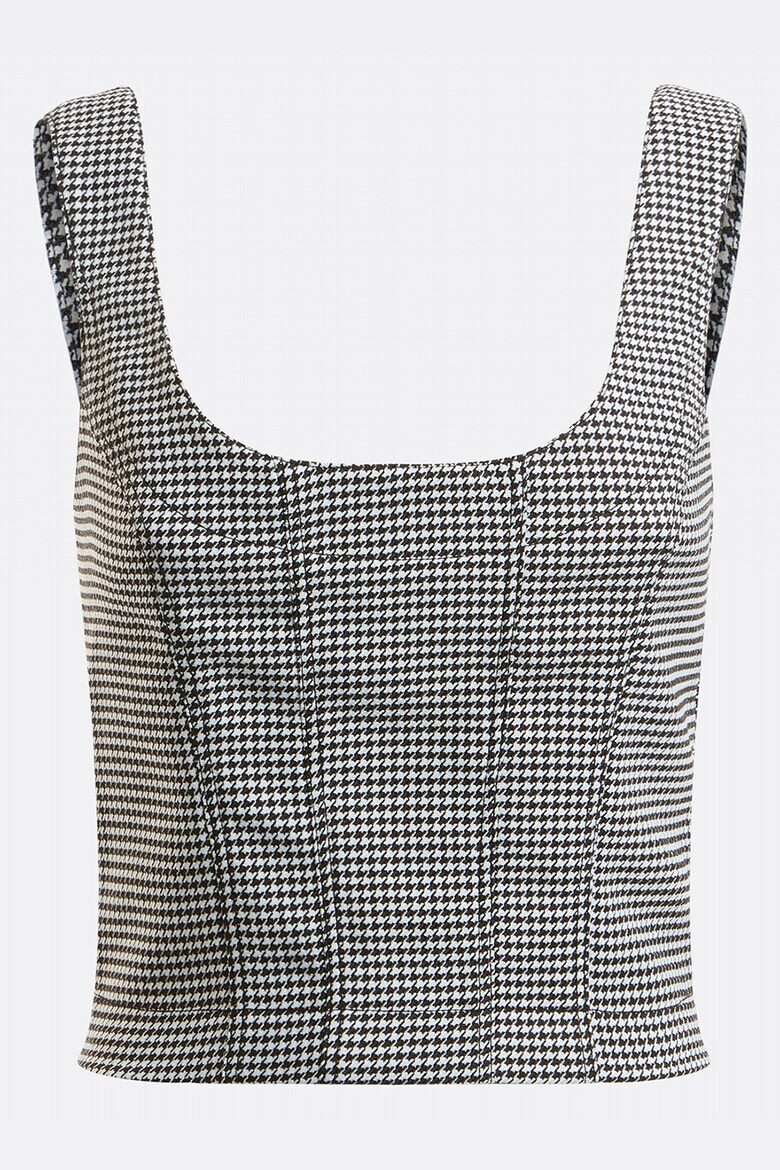 GUESS JEANS Top crop cu model houndstooth - Pled.ro