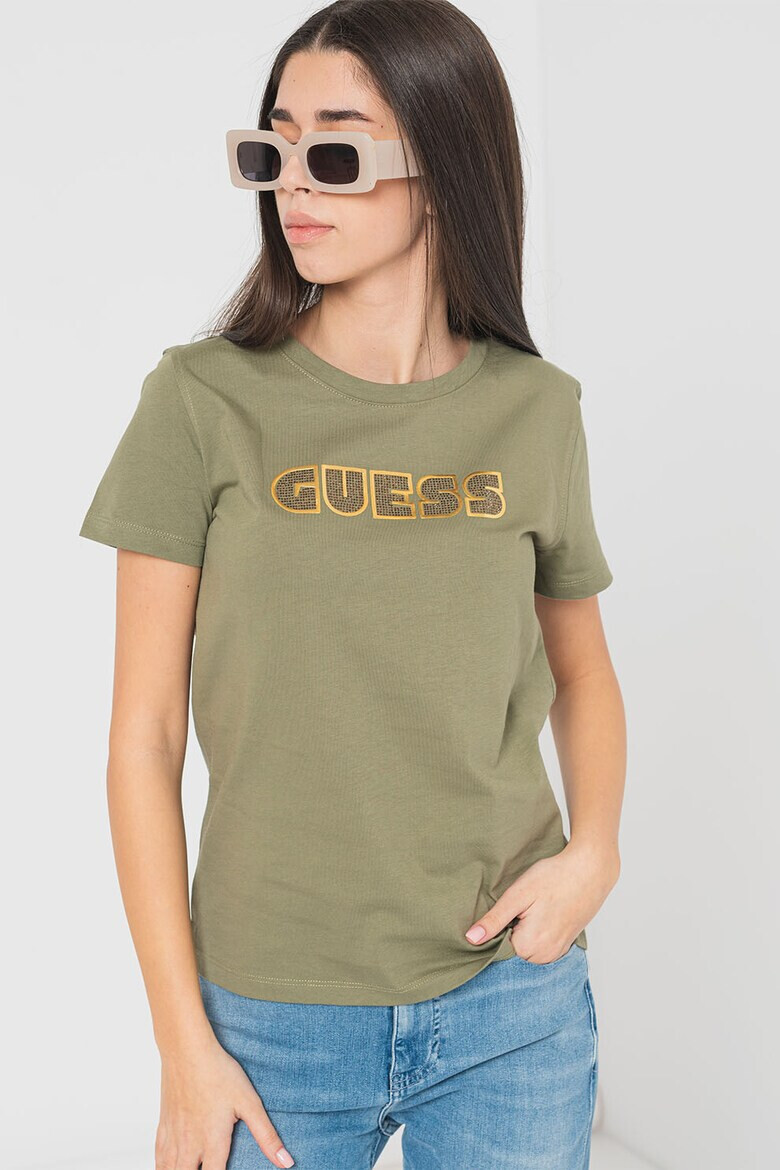 GUESS Tricou cu decolteu la baza gatului cu logo - Pled.ro