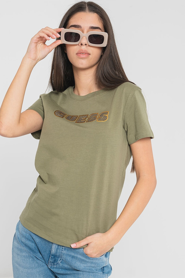 GUESS Tricou cu decolteu la baza gatului cu logo - Pled.ro