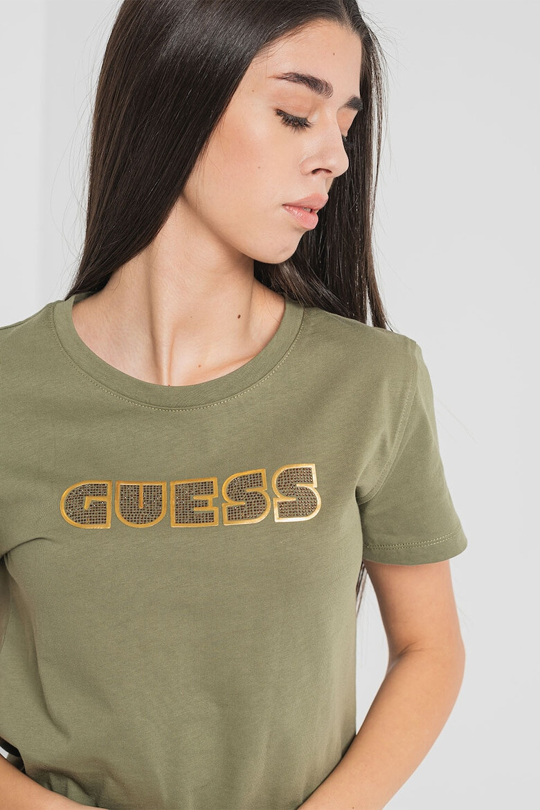 GUESS Tricou cu decolteu la baza gatului cu logo - Pled.ro