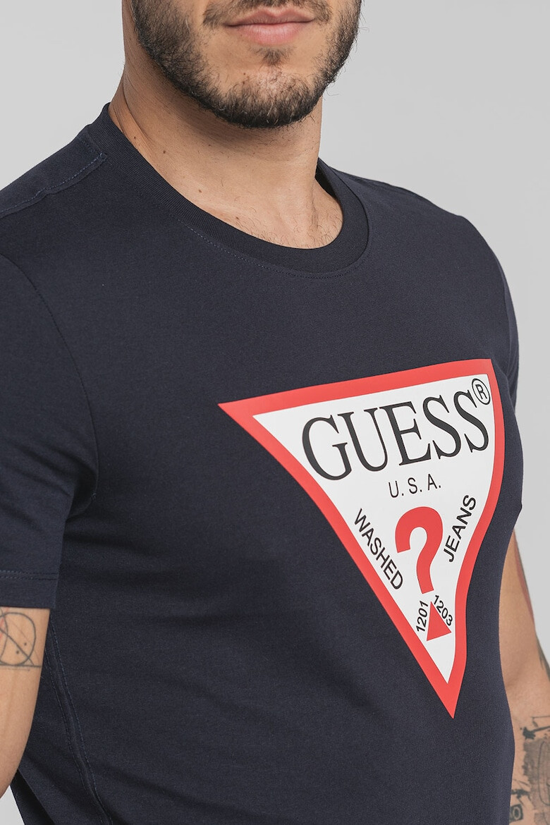 GUESS JEANS Tricou cu decolteu la baza gatului si imprimeu logo - Pled.ro