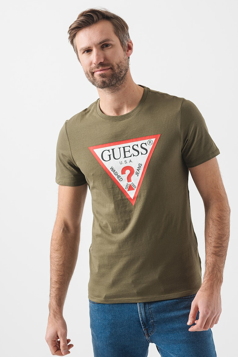 GUESS JEANS Tricou cu decolteu la baza gatului si imprimeu logo - Pled.ro