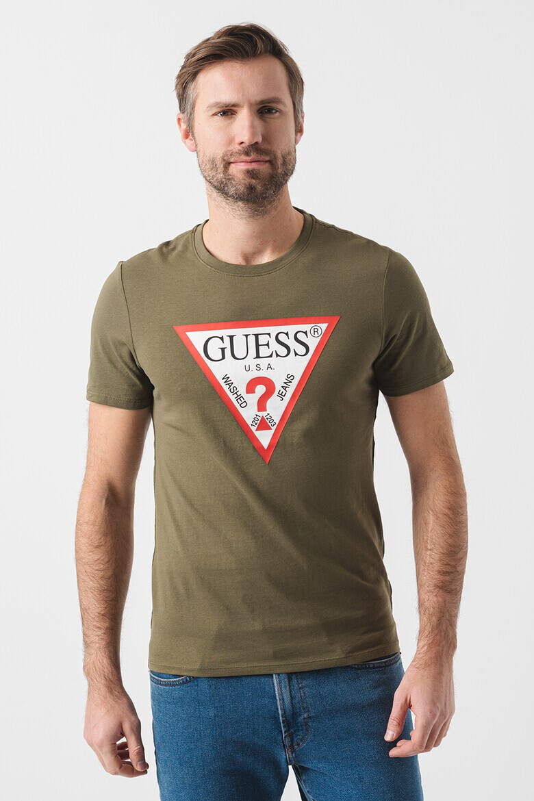 GUESS JEANS Tricou cu decolteu la baza gatului si imprimeu logo - Pled.ro