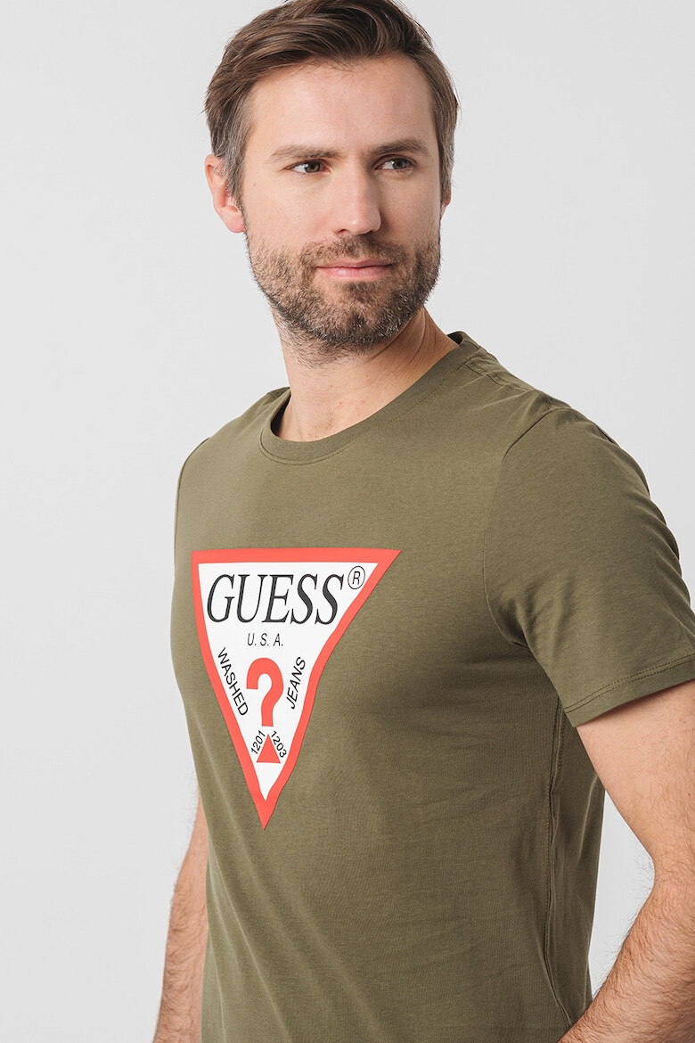 GUESS JEANS Tricou cu decolteu la baza gatului si imprimeu logo - Pled.ro