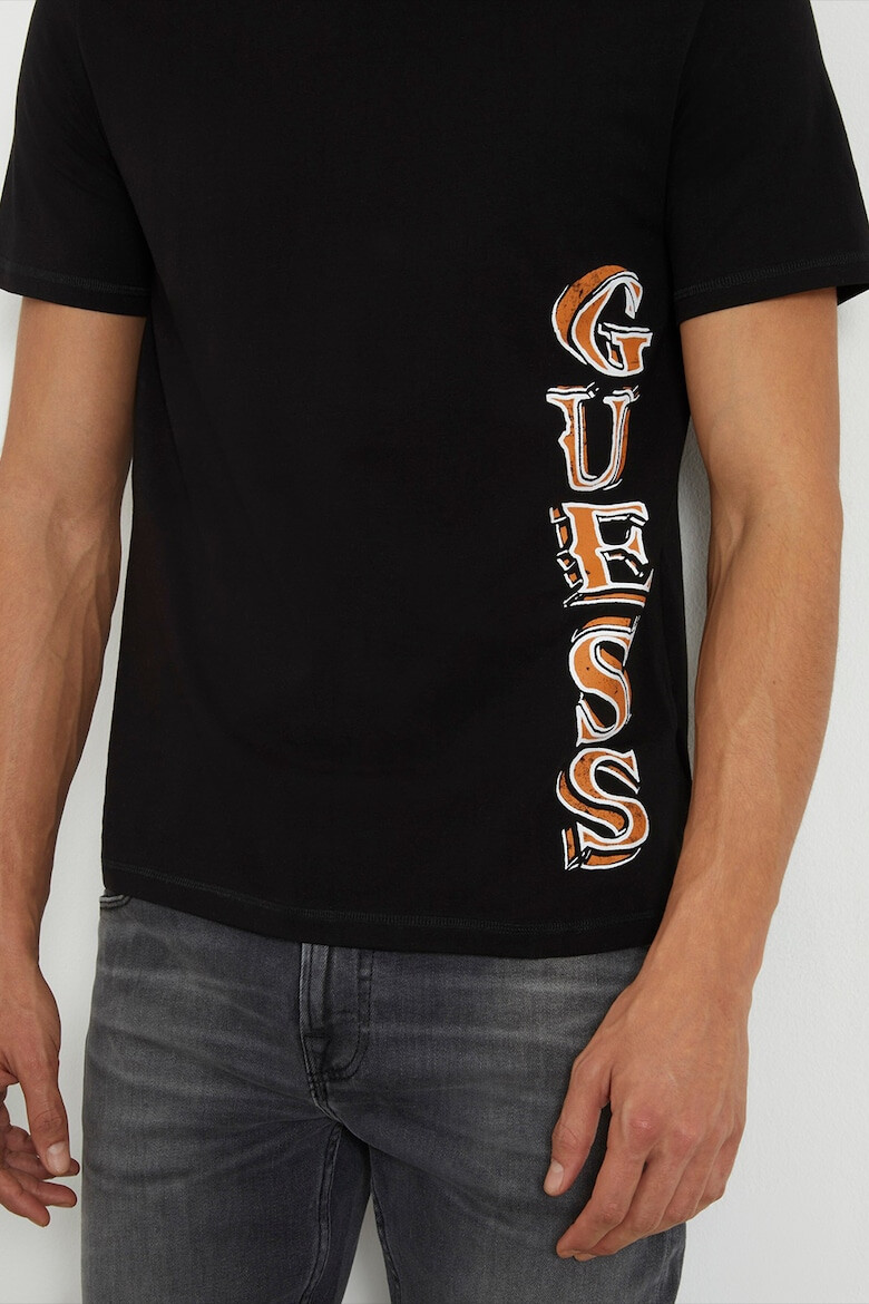 GUESS JEANS Tricou cu decolteu la baza gatului si imprimeu logo - Pled.ro