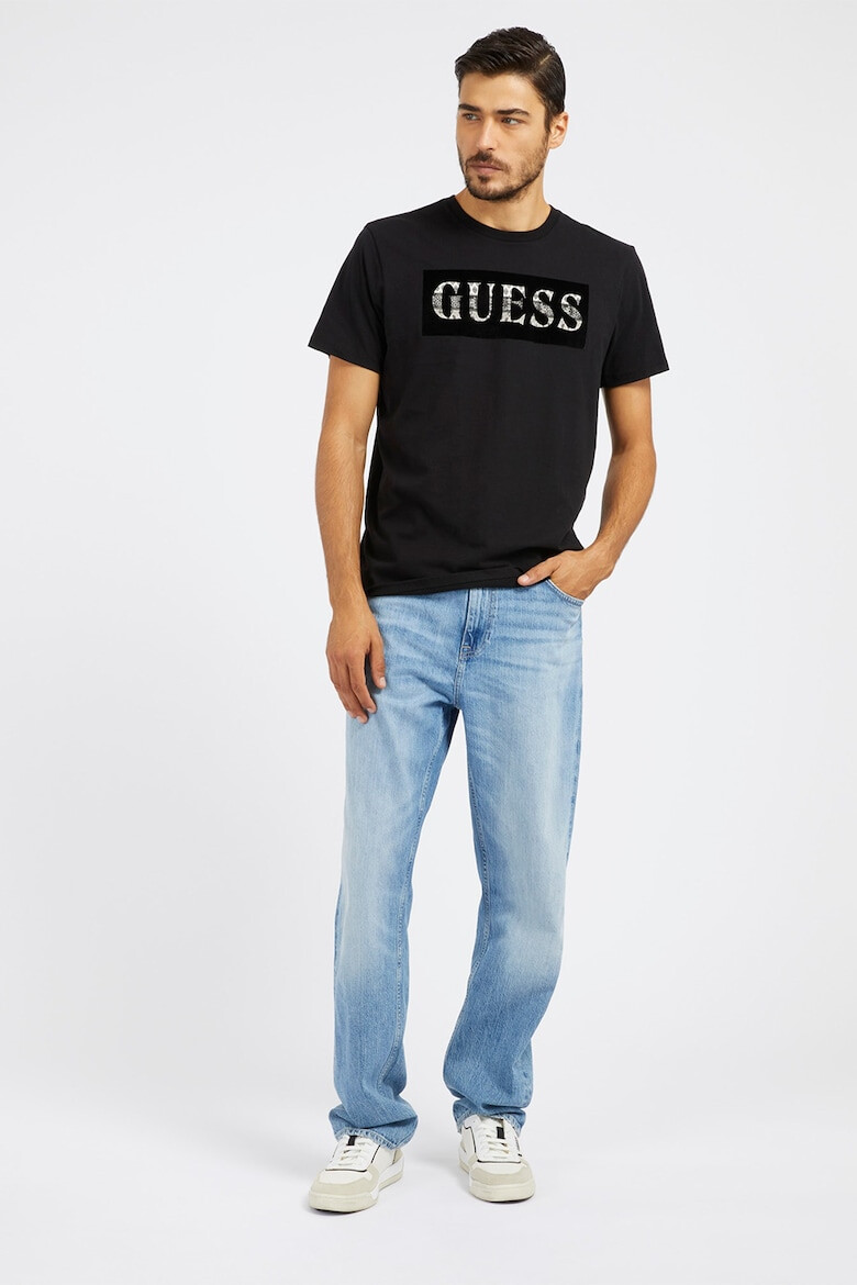 GUESS JEANS Tricou cu decolteu la baza gatului si imprimeu logo - Pled.ro