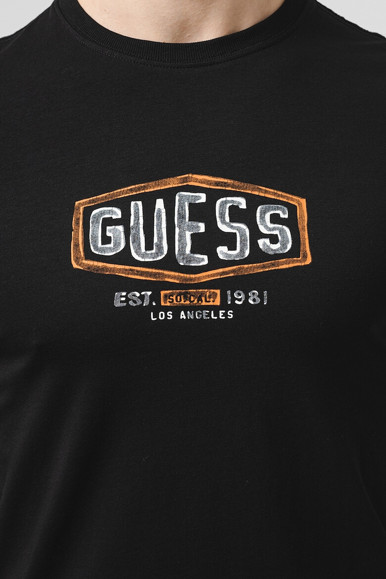 GUESS JEANS Tricou cu decolteu la baza gatului si imprimeu logo - Pled.ro