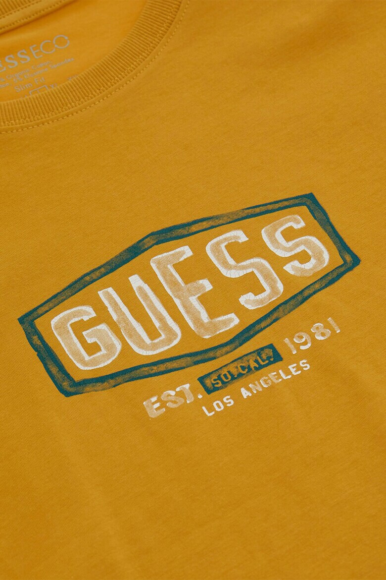 GUESS JEANS Tricou cu decolteu la baza gatului si imprimeu logo - Pled.ro