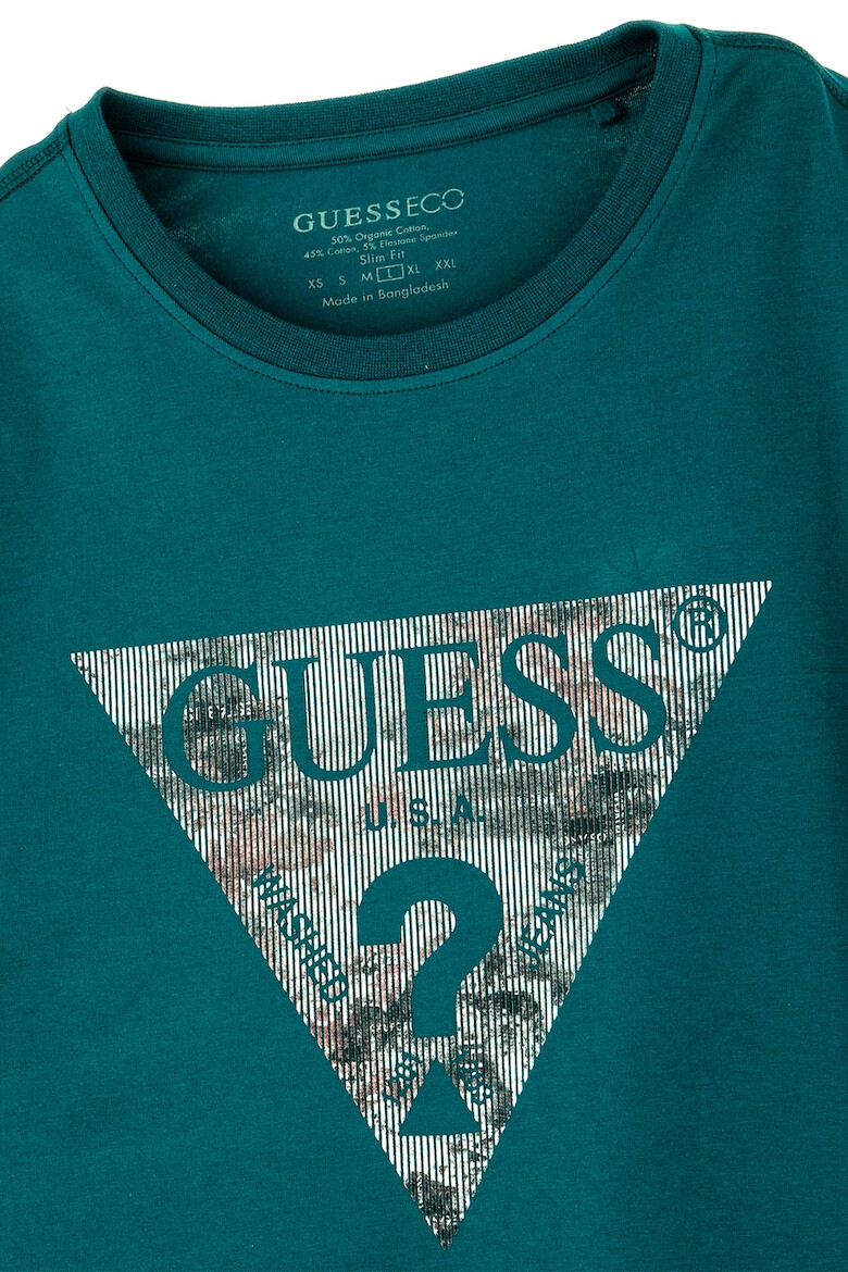 GUESS JEANS Tricou cu decolteu la baza gatului si imprimeu logo - Pled.ro