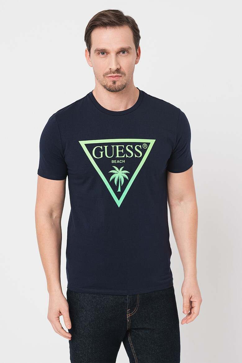 GUESS JEANS Tricou cu decolteu la baza gatului si imprimeu logo - Pled.ro