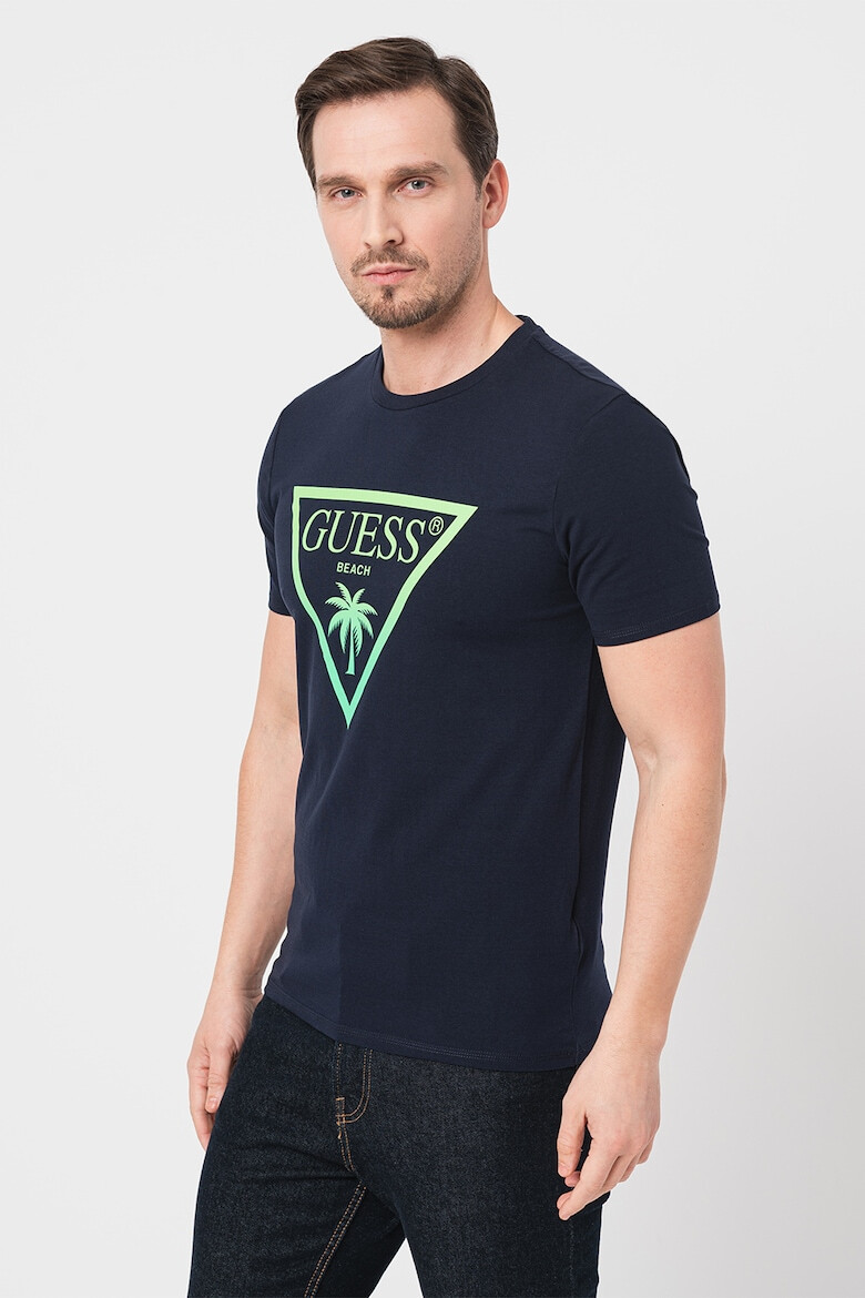 GUESS JEANS Tricou cu decolteu la baza gatului si imprimeu logo - Pled.ro