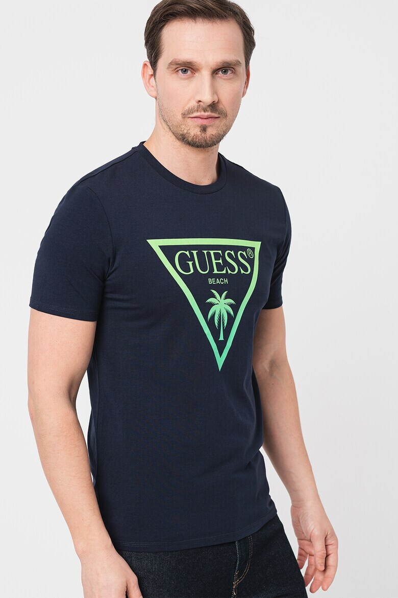 GUESS JEANS Tricou cu decolteu la baza gatului si imprimeu logo - Pled.ro