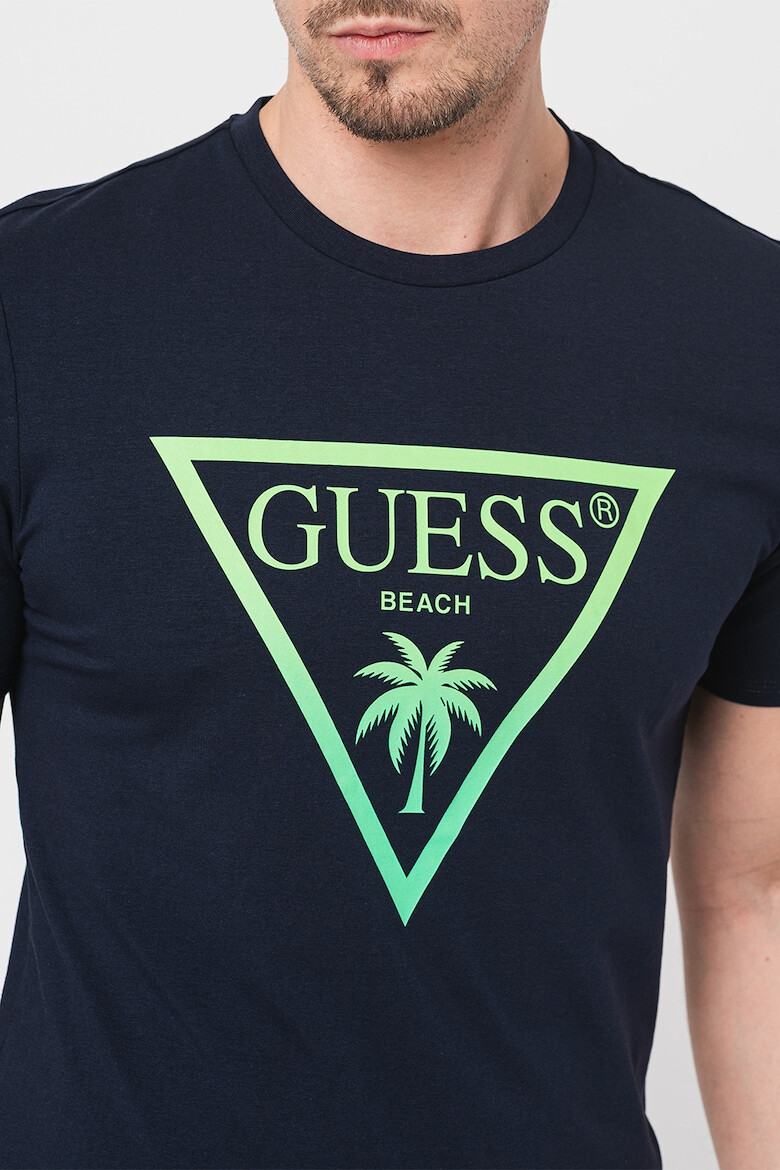 GUESS JEANS Tricou cu decolteu la baza gatului si imprimeu logo - Pled.ro