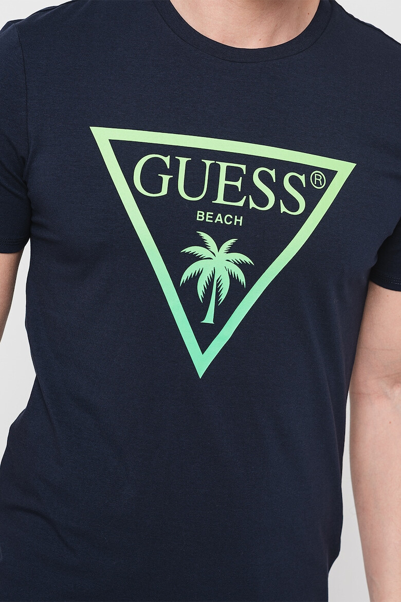 GUESS JEANS Tricou cu decolteu la baza gatului si imprimeu logo - Pled.ro