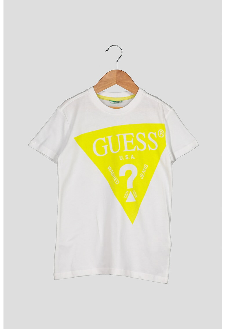 GUESS JEANS Tricou cu decolteu la baza gatului si imprimeu logo - Pled.ro