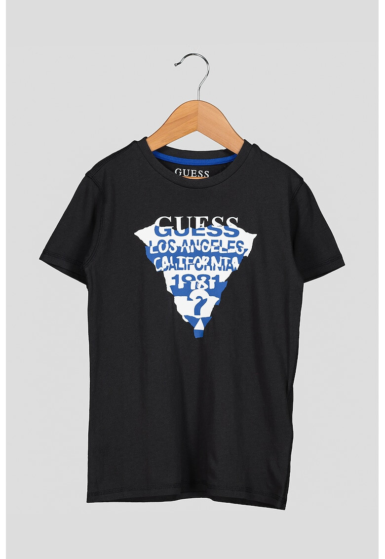 GUESS JEANS Tricou cu decolteu la baza gatului si imprimeu logo - Pled.ro