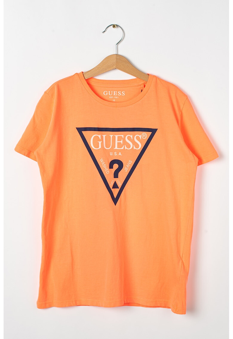 GUESS JEANS Tricou cu decolteu la baza gatului si imprimeu logo - Pled.ro