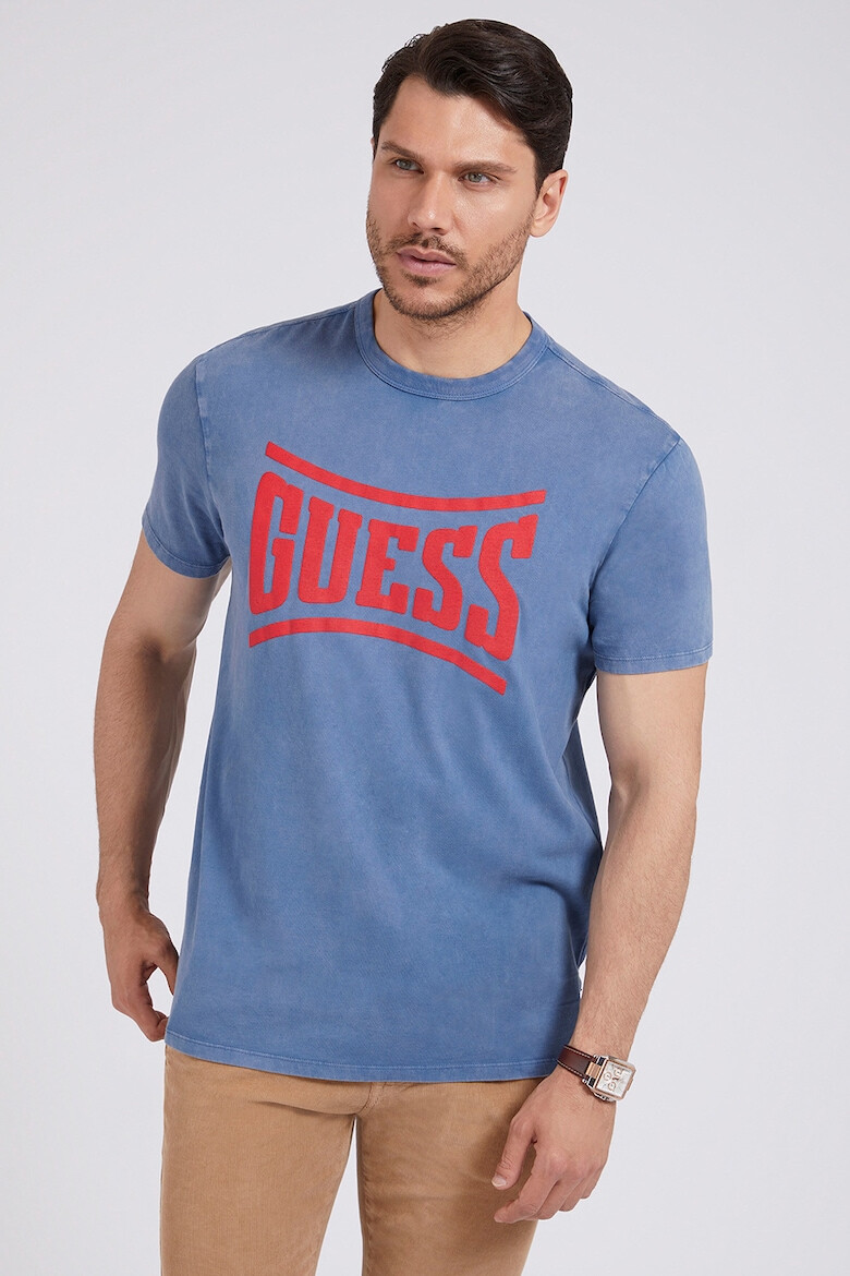 GUESS JEANS Tricou cu decolteu la baza gatului si imprimeu logo - Pled.ro