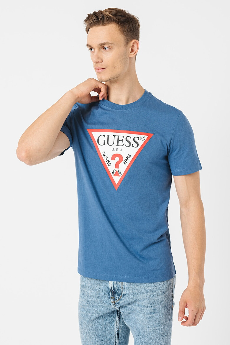 GUESS JEANS Tricou cu decolteu la baza gatului si imprimeu logo - Pled.ro