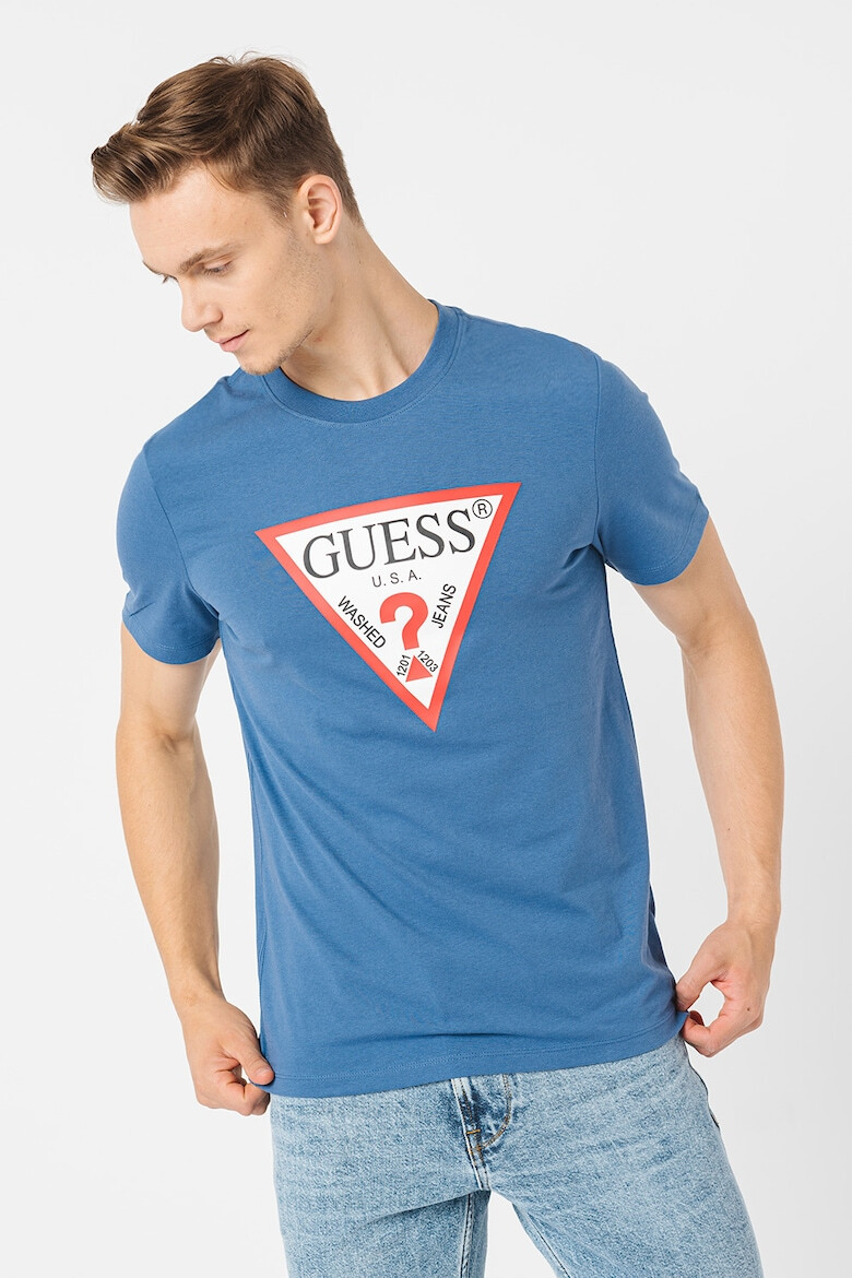 GUESS JEANS Tricou cu decolteu la baza gatului si imprimeu logo - Pled.ro