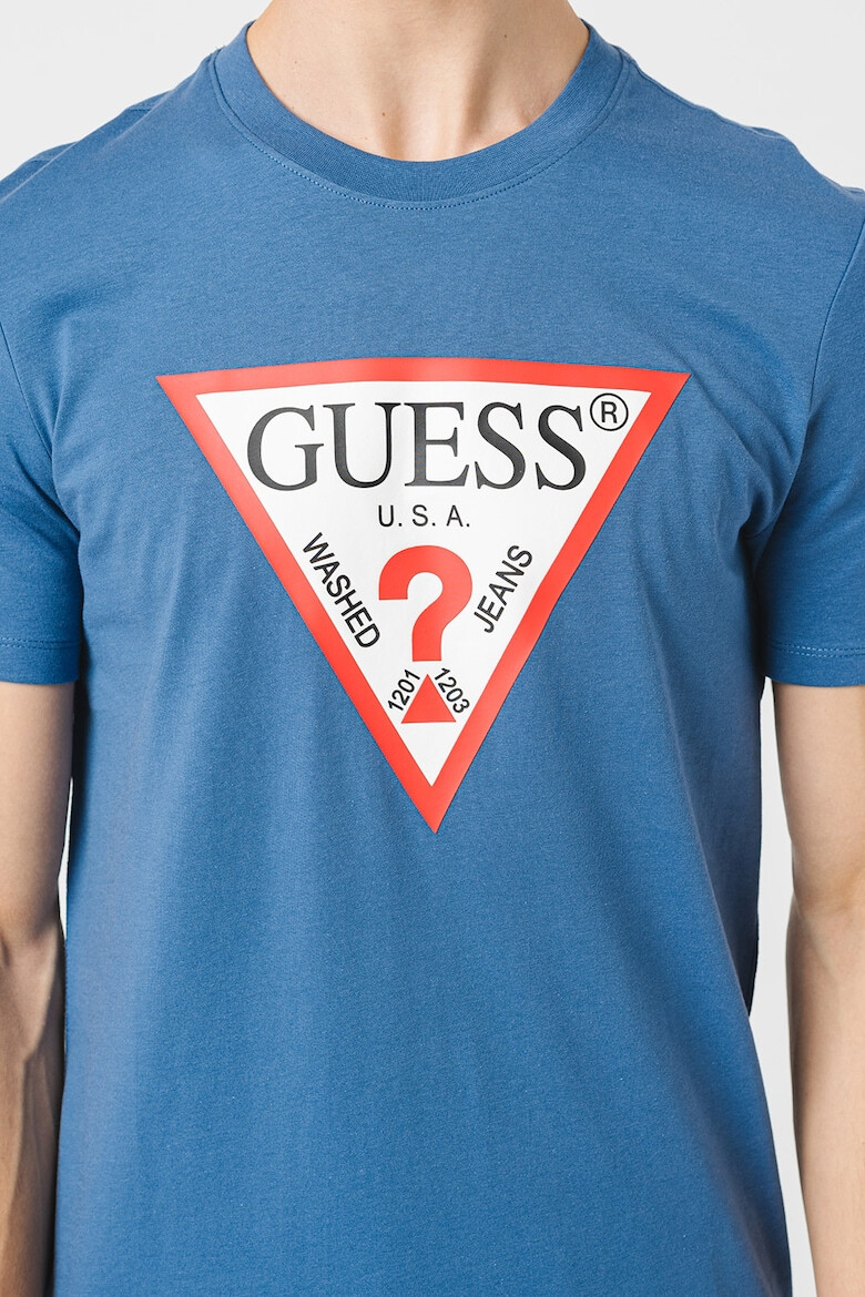 GUESS JEANS Tricou cu decolteu la baza gatului si imprimeu logo - Pled.ro