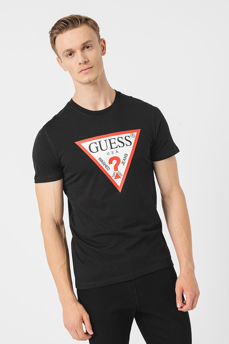 GUESS JEANS Tricou cu decolteu la baza gatului si imprimeu logo - Pled.ro