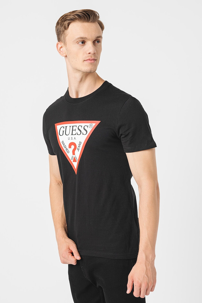 GUESS JEANS Tricou cu decolteu la baza gatului si imprimeu logo - Pled.ro