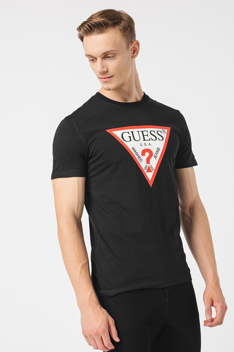 GUESS JEANS Tricou cu decolteu la baza gatului si imprimeu logo - Pled.ro