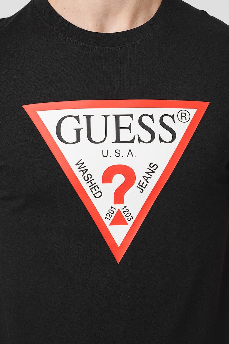 GUESS JEANS Tricou cu decolteu la baza gatului si imprimeu logo - Pled.ro