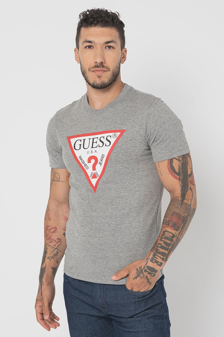 GUESS JEANS Tricou cu decolteu la baza gatului si logo - Pled.ro