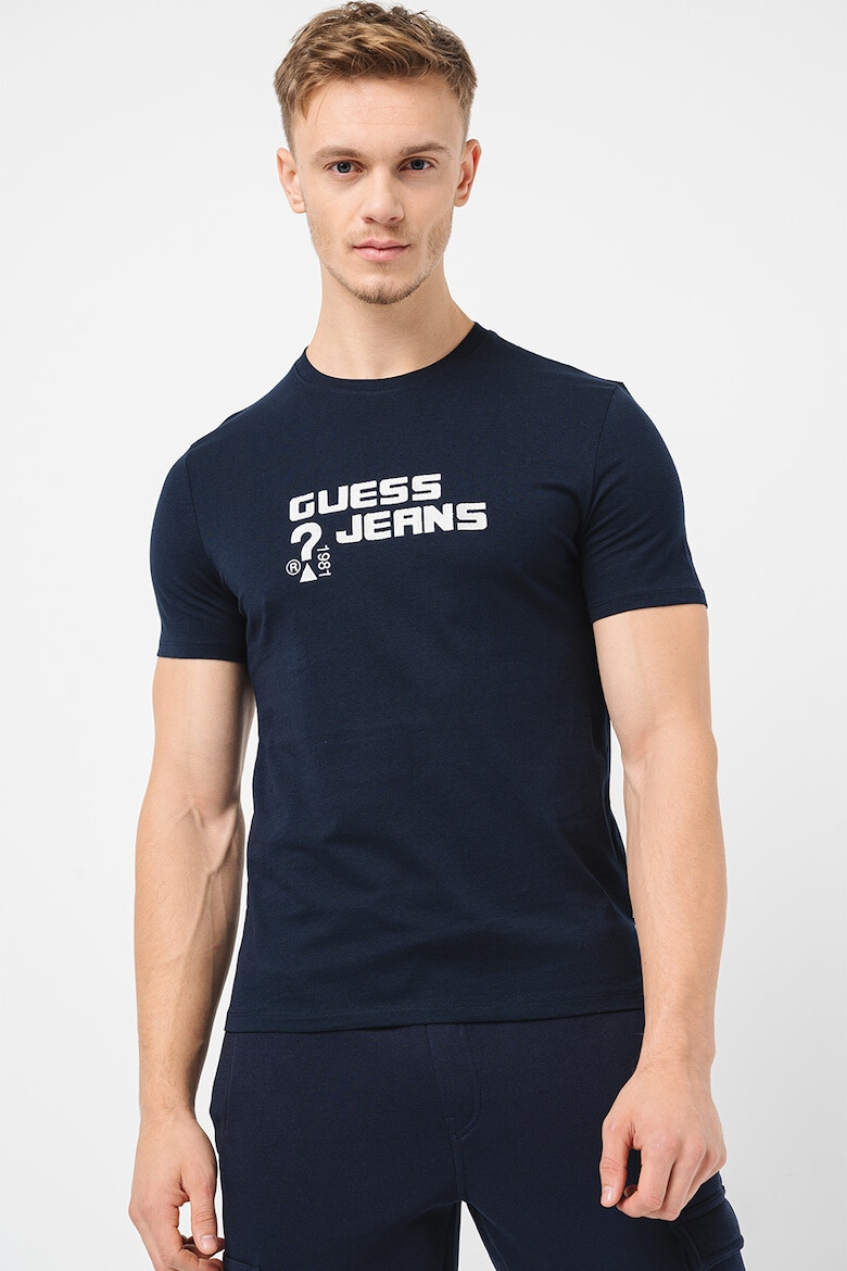 GUESS JEANS Tricou cu decolteu la baza gatului si logo - Pled.ro