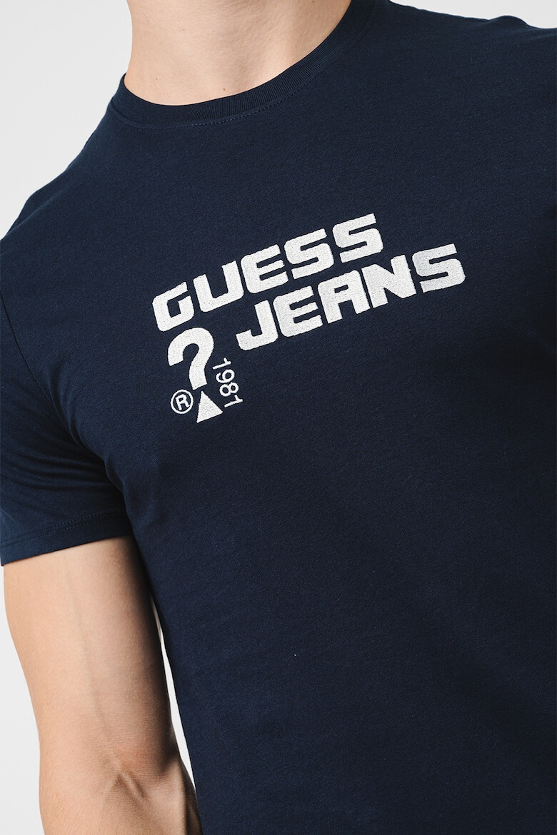 GUESS JEANS Tricou cu decolteu la baza gatului si logo - Pled.ro