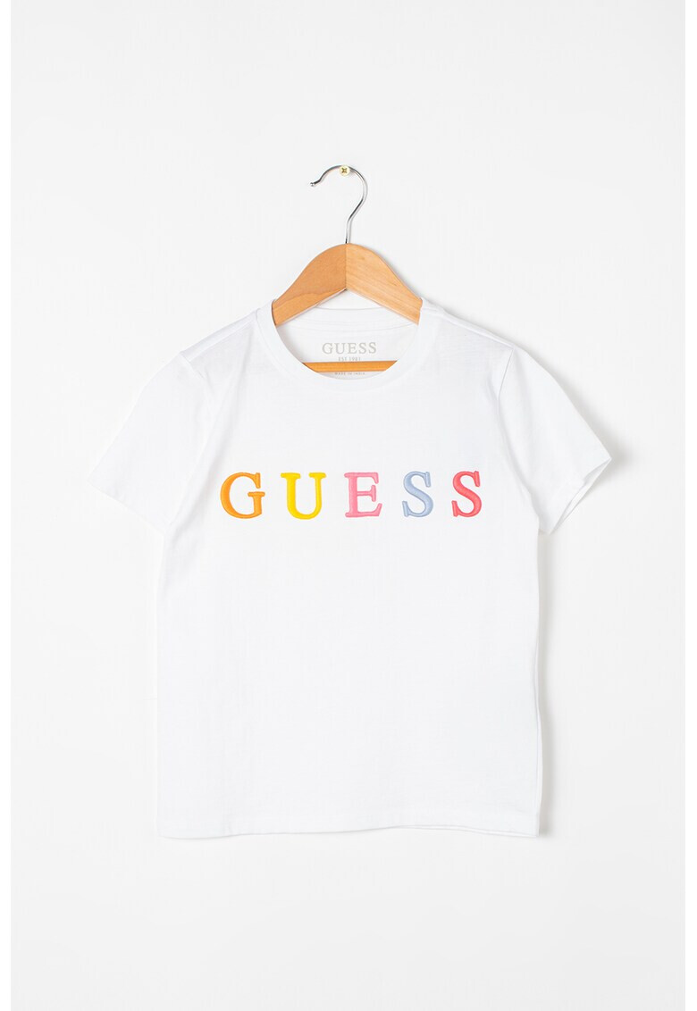 GUESS JEANS Tricou cu decolteu la baza gatului si logo brodat - Pled.ro