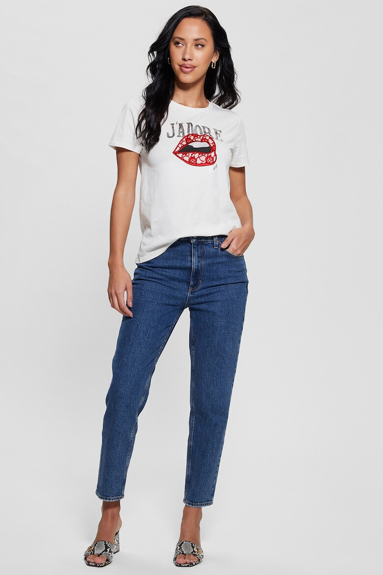 GUESS JEANS Tricou cu garnituri de dantela - Pled.ro