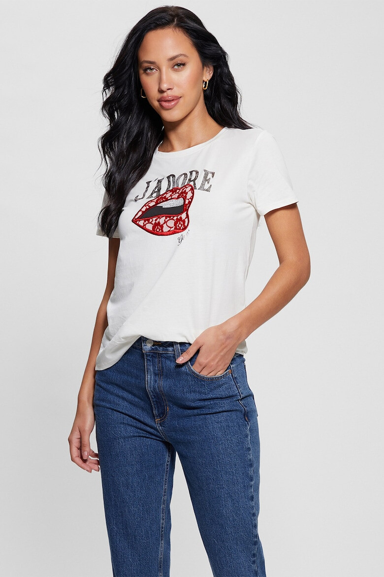 GUESS JEANS Tricou cu garnituri de dantela - Pled.ro