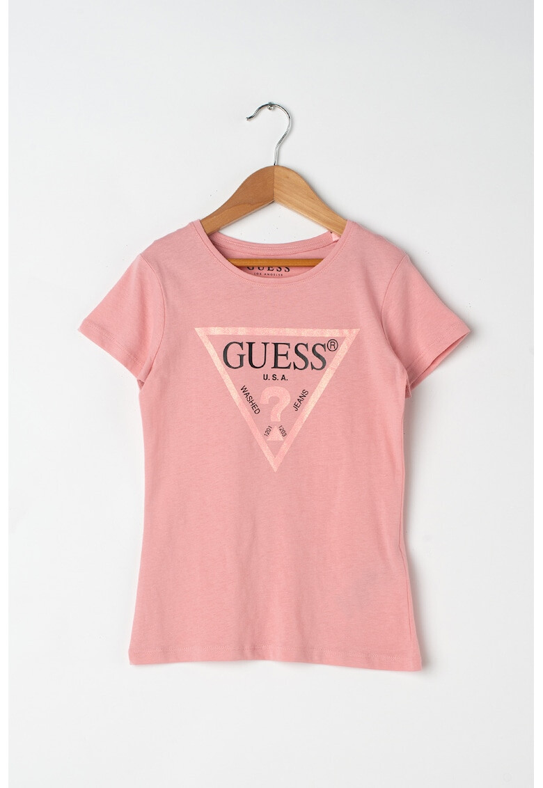 GUESS JEANS Tricou cu imprimeu logo Roz pal - Pled.ro