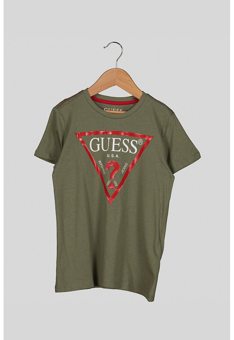 GUESS JEANS Tricou cu decolteu la baza gatului si imprimeu logo - Pled.ro