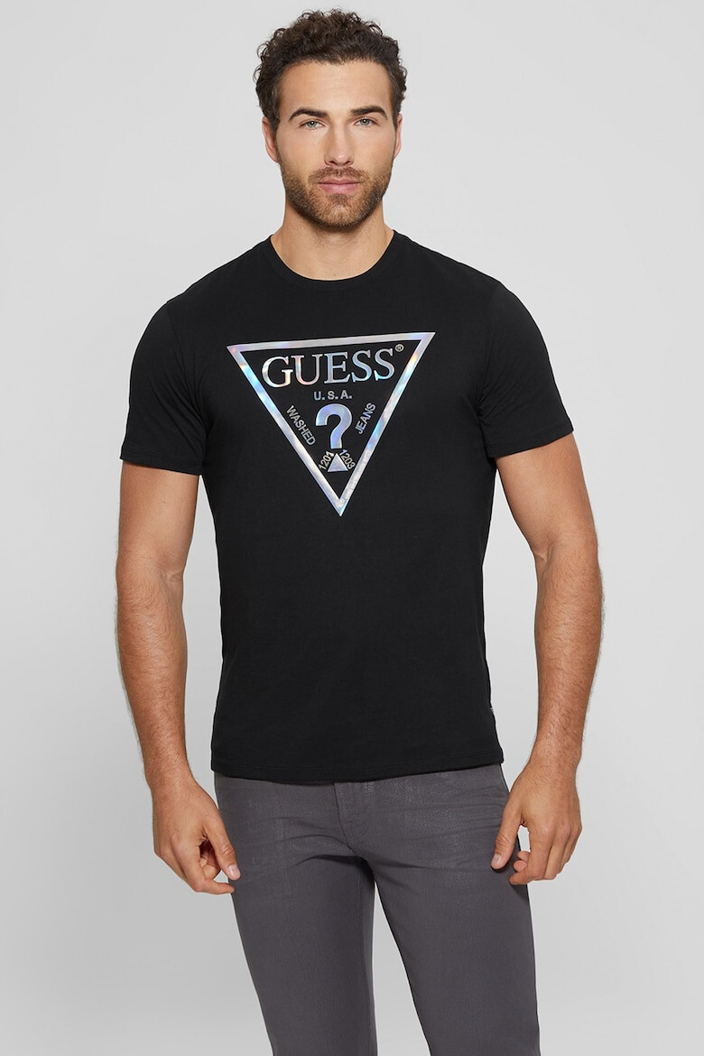 GUESS JEANS Tricou cu imprimeu logo holografic - Pled.ro