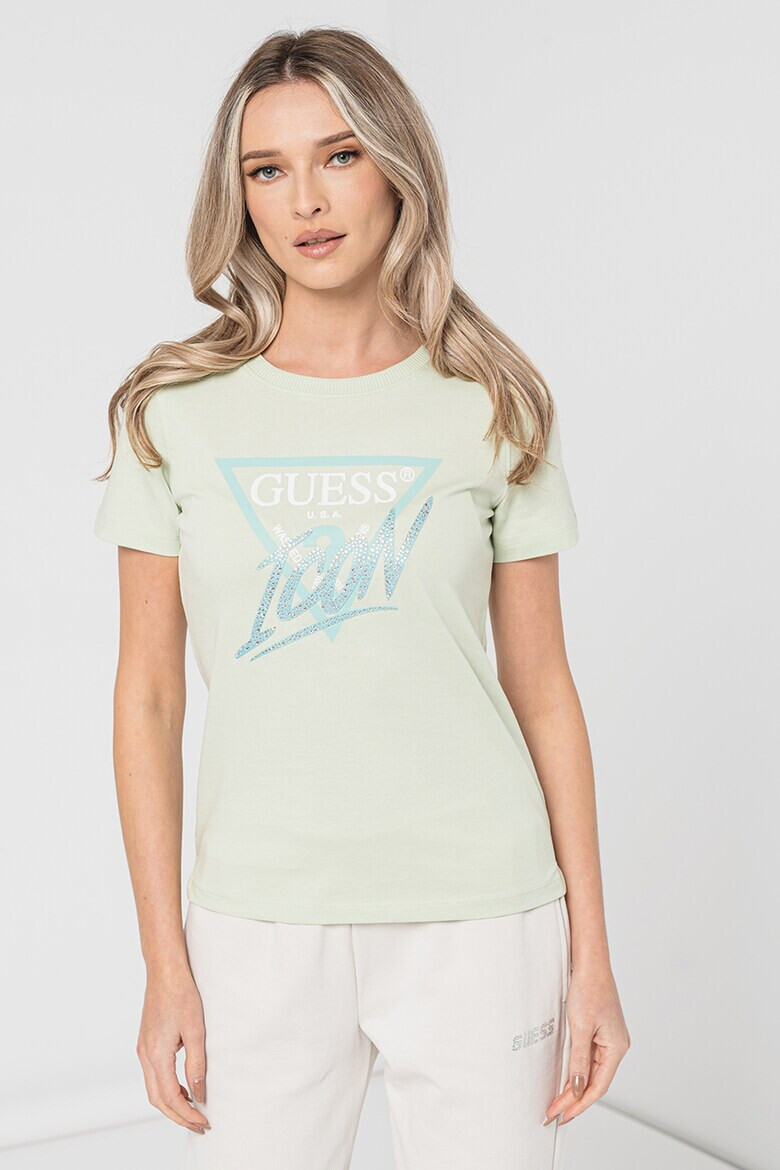 GUESS Tricou cu imprimeu logo si aplicatii de strasuri - Pled.ro