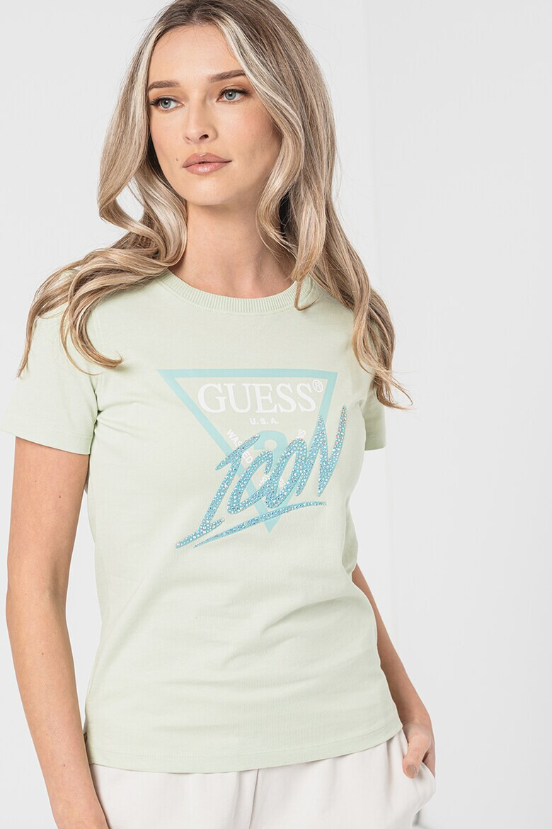 GUESS Tricou cu imprimeu logo si aplicatii de strasuri - Pled.ro