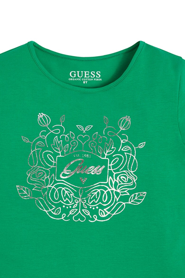 GUESS JEANS Tricou cu imprimeu si decolteu la baza gatului - Pled.ro