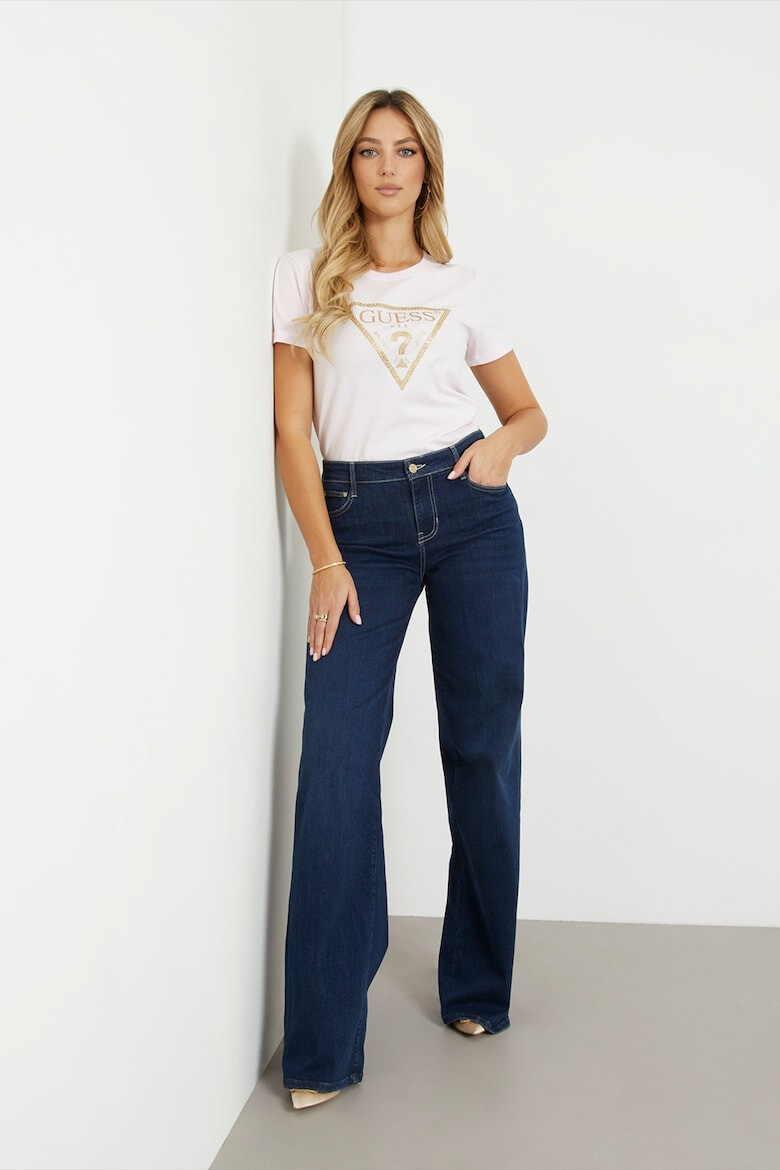 GUESS JEANS Tricou cu logo si strasuri - Pled.ro