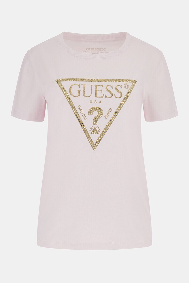 GUESS JEANS Tricou cu logo si strasuri - Pled.ro