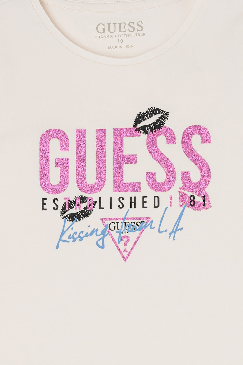 GUESS JEANS Tricou cu logo stralucitor - Pled.ro