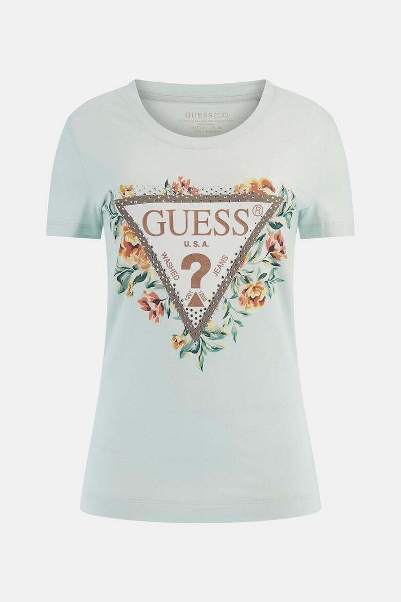 GUESS Tricou de bumbac cu imprimeu floral si logo - Pled.ro